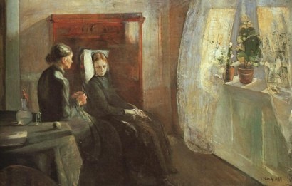 quadro-pintura de duas senhoras a olhar por uma janea