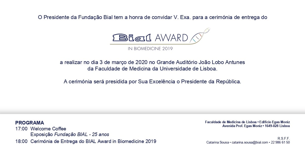 Carta Convite prémio BIAL