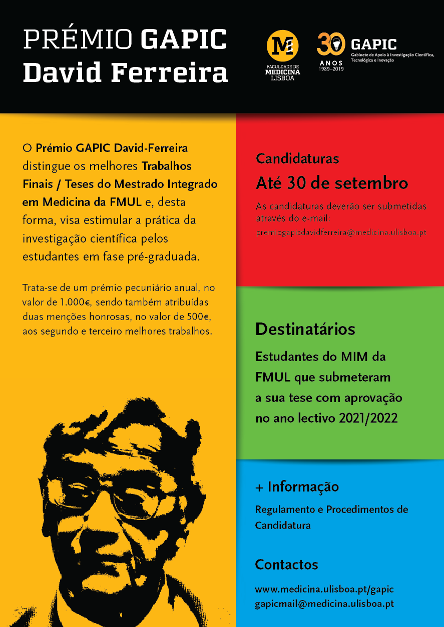 cartaz colorido com informações sobre o prémio David Ferreira