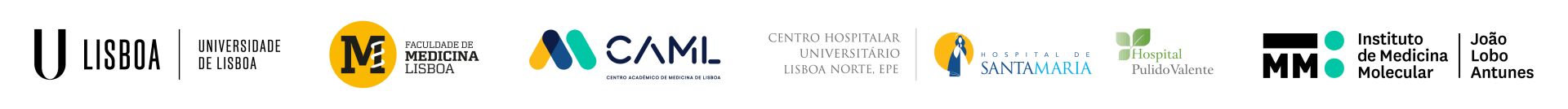 Logotipos  ULisboa, FMUL, CAML, CHULN, HPV e IMM
