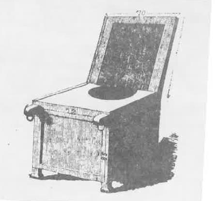 Fig. 22 - Cadeira Forte, em alguns destes exemplares existem buracos para a passagem de correias que prendiam os doentes pela cintura.