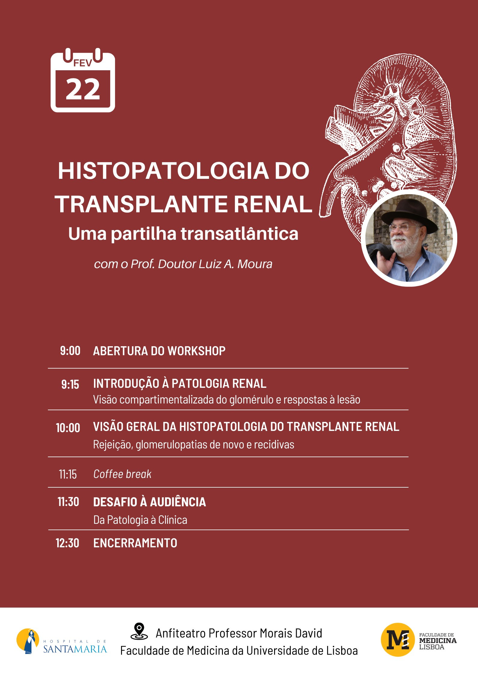 programa do workshop Histopatologia do transplante renal: uma partilha transatlântica