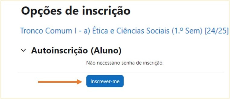 vista de ecrã com botão "Inscrever-me" selecionado