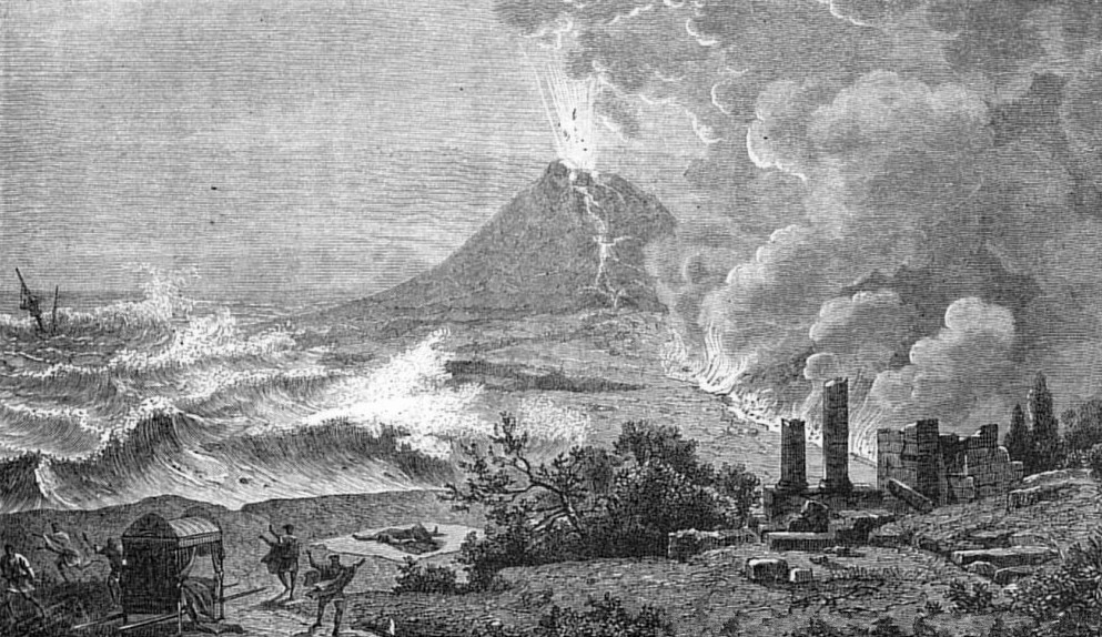 imagem antigo do Vesúvio em erupção
